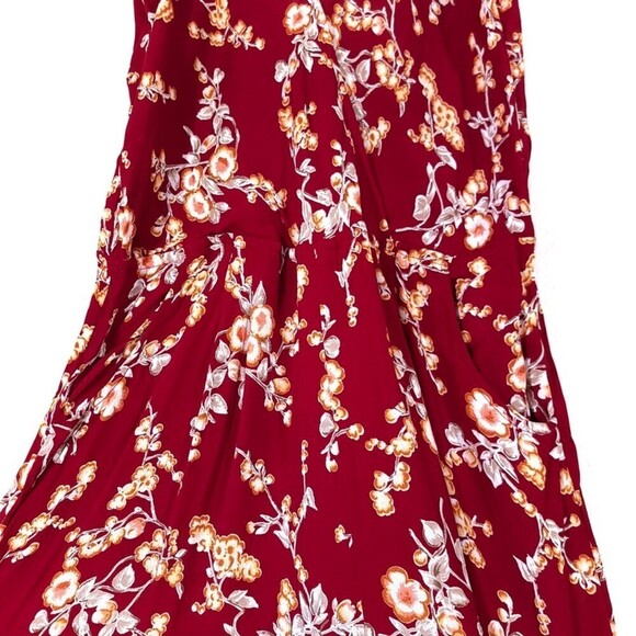 FLYNN SKYE Dressy Boho Wide Leg Jumper Burgundy Red Cherry Blossom Floral Boho - Picture 7 of 11